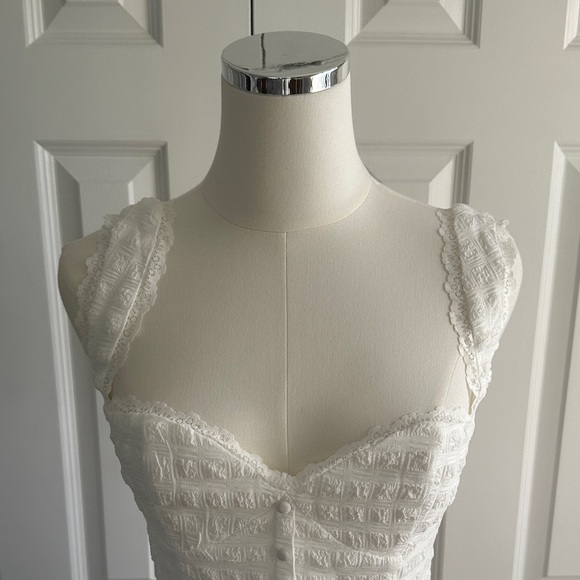 NWT Peppermayo Kristina Exclusive Textured Ruffles White Mini Dress Size 6 - Picture 3 of 14